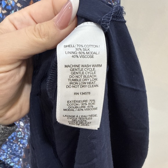 Vineyard Vines Smocked Ruffle Puff Sleeve Tiered Dress 2X Blue Floral Midi Boho - Picture 6 of 6